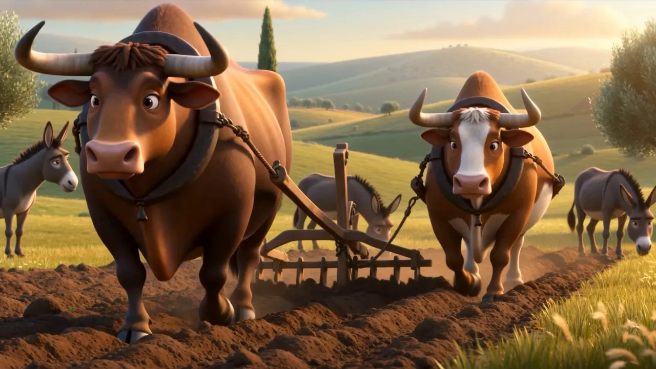 Oxen going out to plow