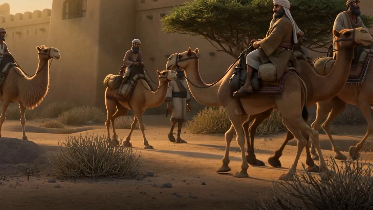 Travelers on a road, carrying the news