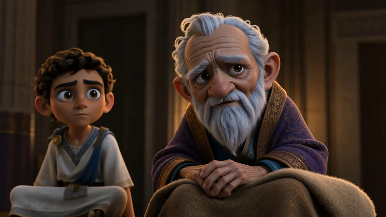 An old counselor and the boy sitting together