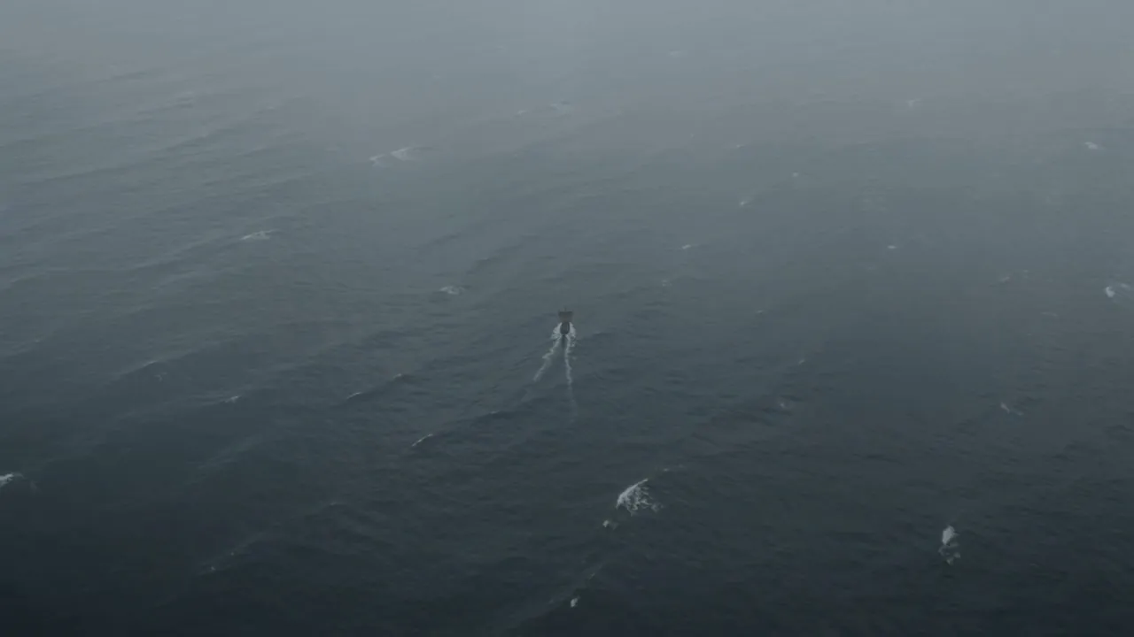 Gray sea to the horizon