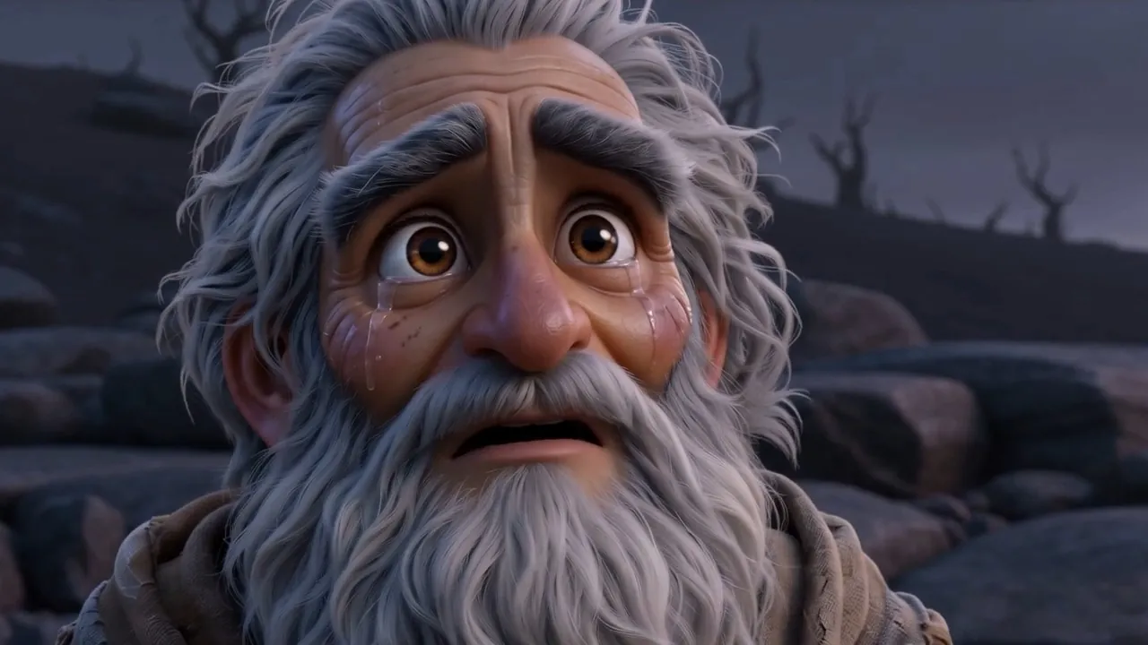 His face, close, in the gray light