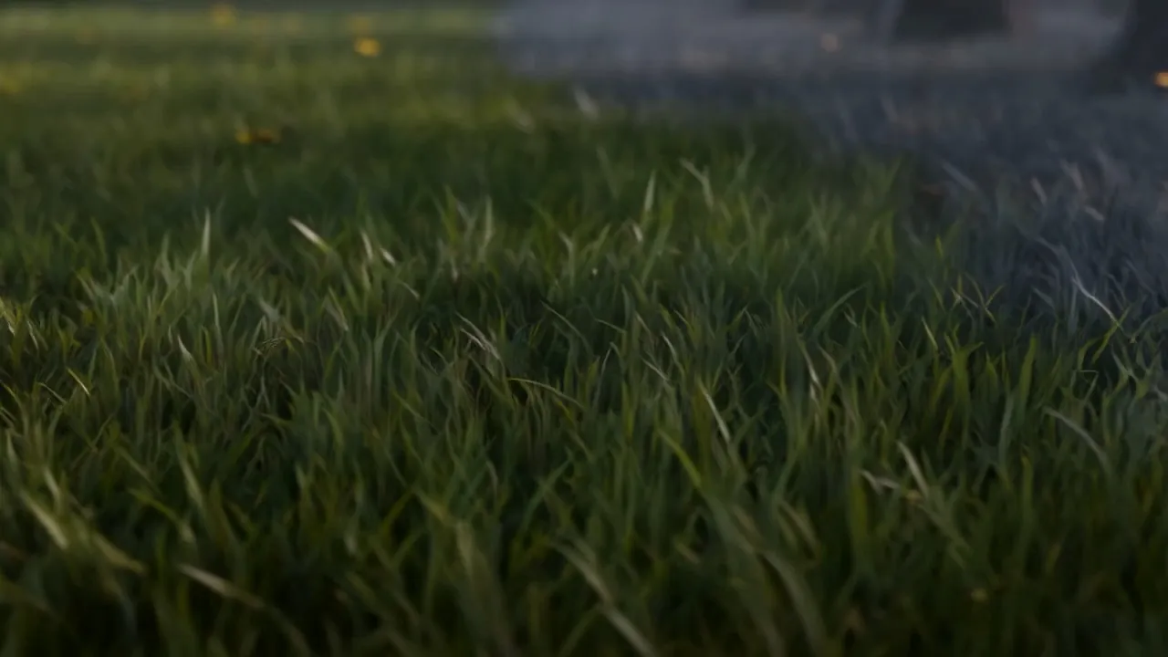 Below the trees, the grass goes gray in one traveling wave