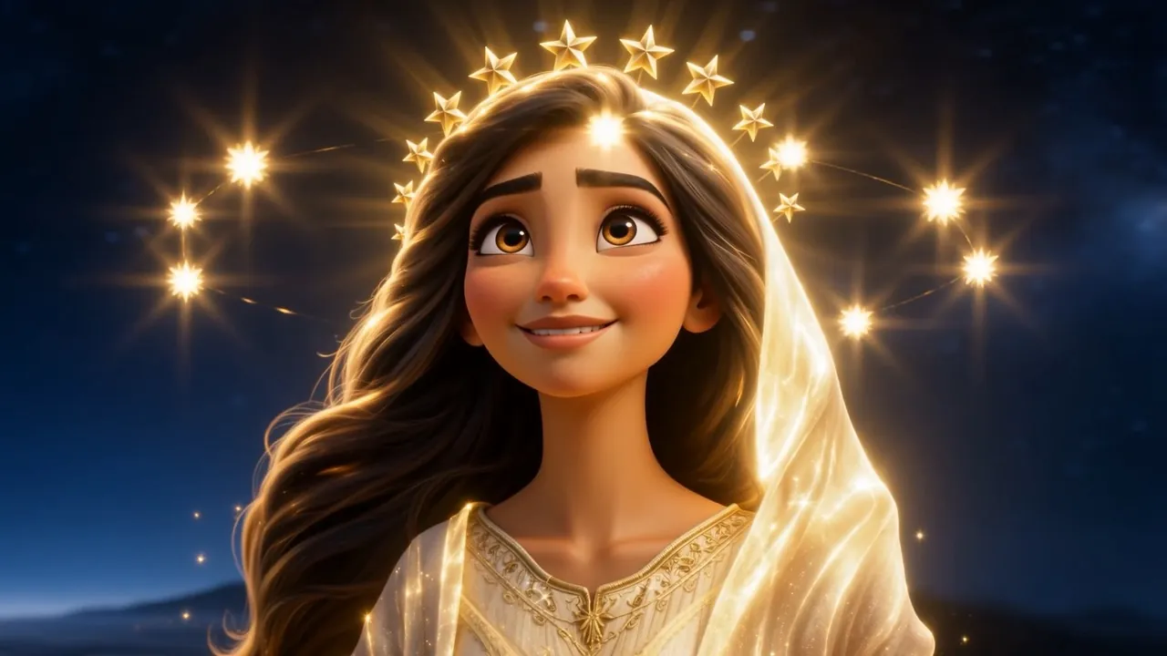 And around her head, real stars, keeping time like honor