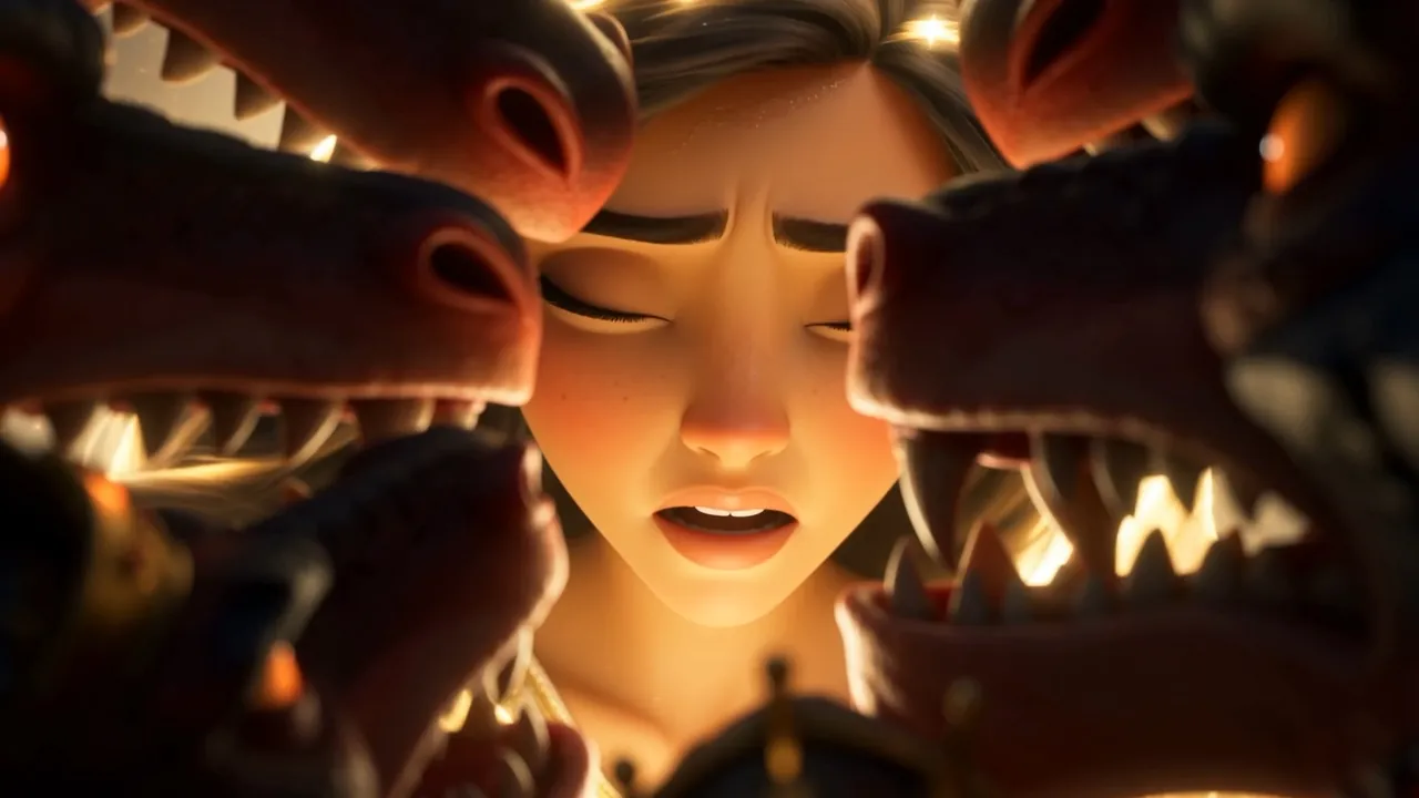 Her face between the jaws: the labor deepening, her breath bright in the cold
