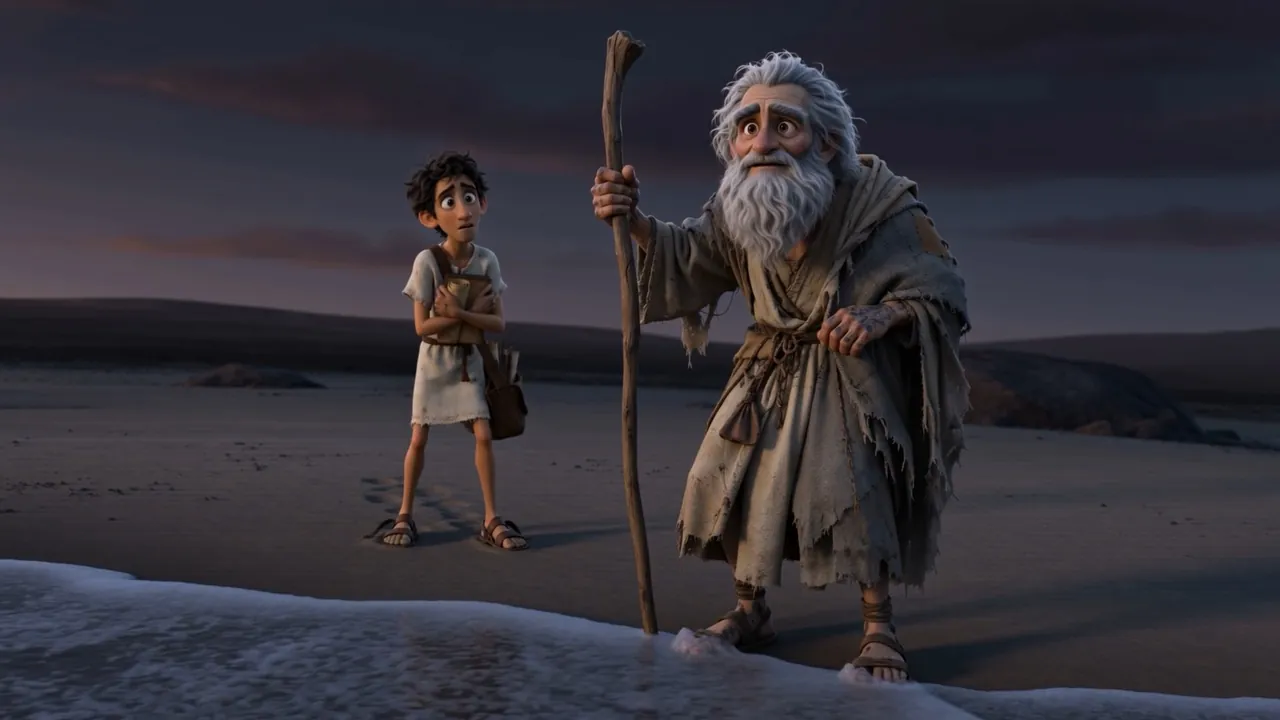 Behind him, a boy with a writing board. “Teacher… am I writing that down?”