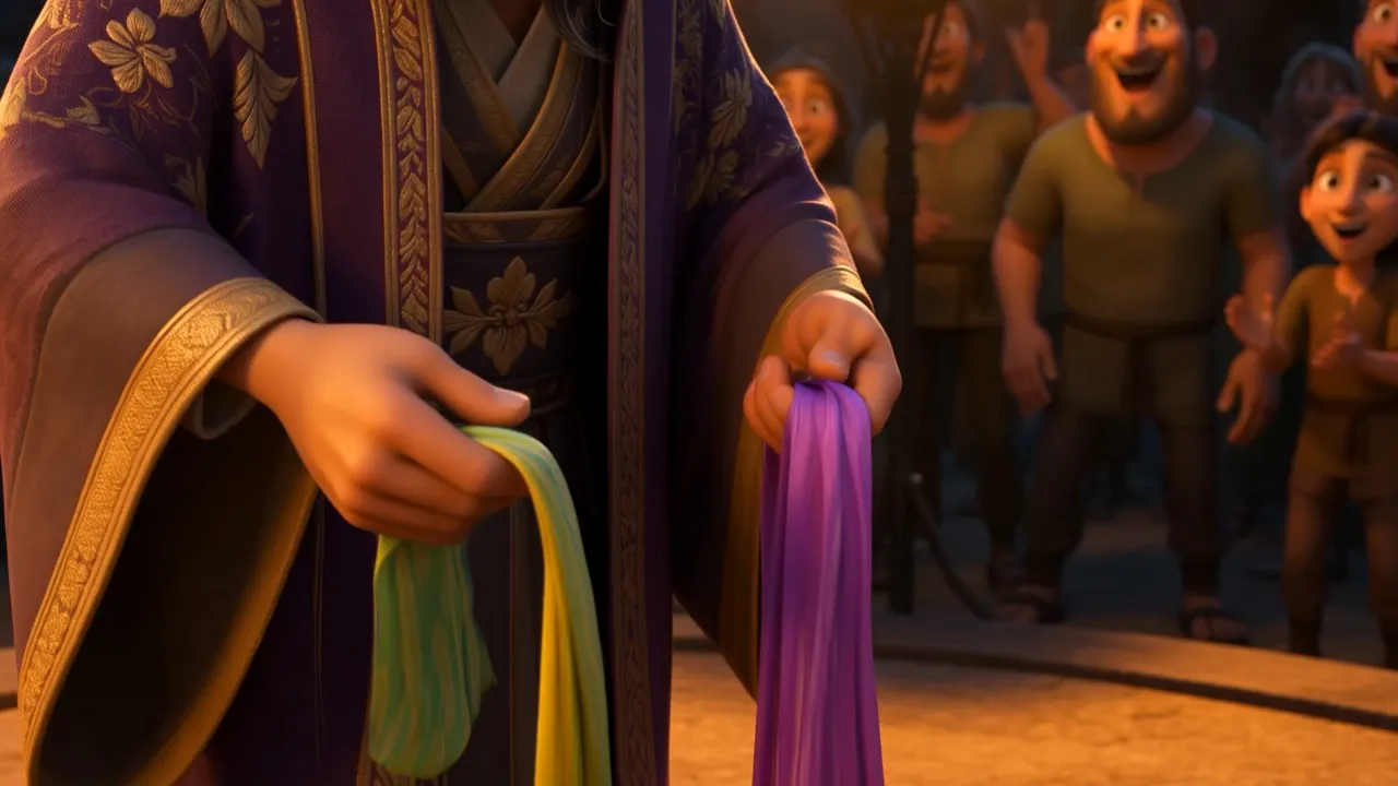 Then scarves of impossible color, pulled out of empty air